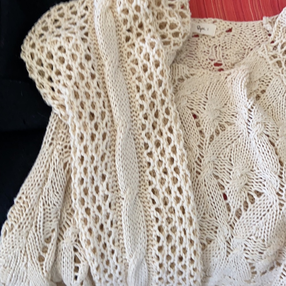 Ryu Open Weave Cropped Sweater Sz S - Picture 9 of 9